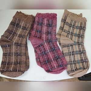 Metallic Plaid Socks